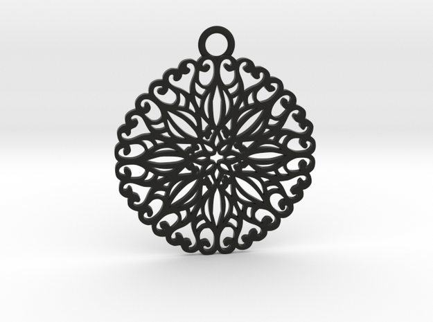 Ornamental pendant no.5 in Black Natural Versatile Plastic