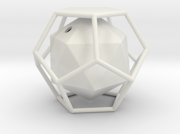 Dual Solids Dodecahedron-Icosahedron in White Natural Versatile Plastic