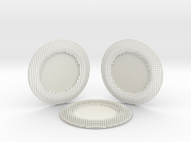 3 Wire Blocks Round Coasters in White Natural Versatile Plastic