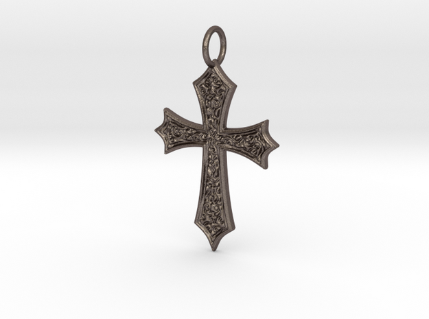 Celtic Cross (point ends) in Polished Bronzed-Silver Steel
