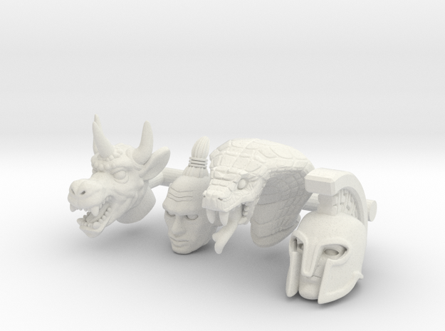 Galaxy Warrior Heads 4-Pack #1 - Multisize in White Natural Versatile Plastic: Extra Small