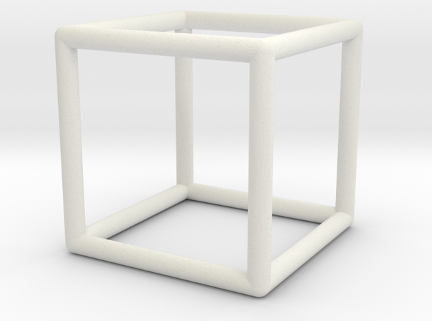 Hexahedron Wireframe in White Natural Versatile Plastic: Small