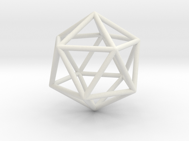 Icosahedron wireframe in White Natural Versatile Plastic: Small