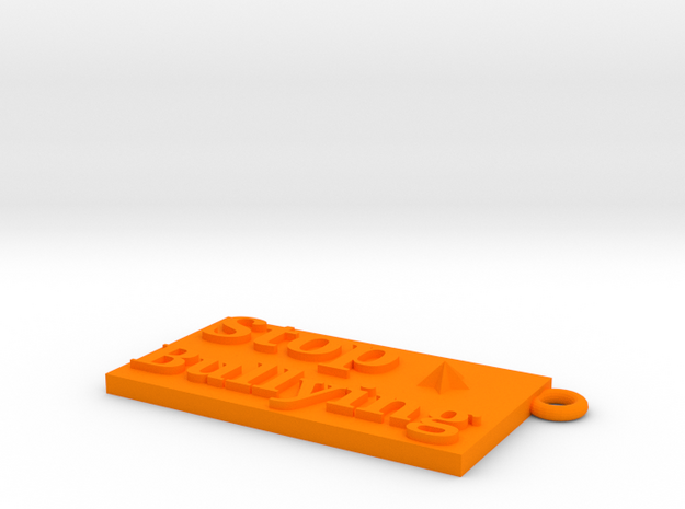 Stop Bullying Keychain in Orange Processed Versatile Plastic