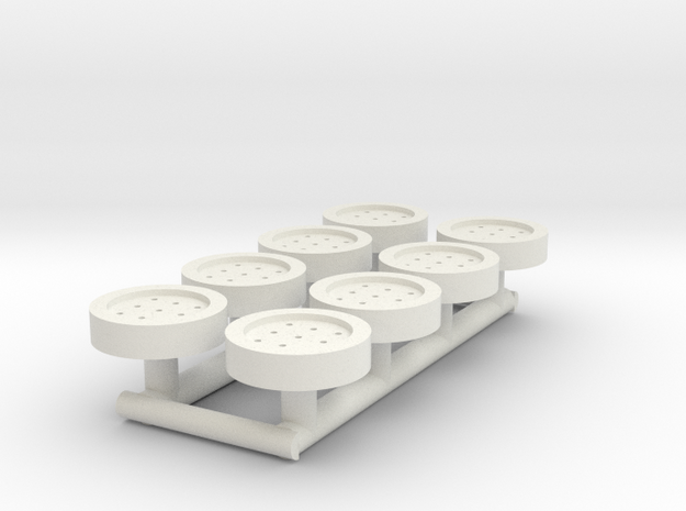 8 HO Scale Man Hole Covers in White Natural Versatile Plastic