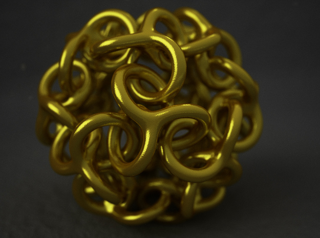Interwoven Dodecahedron Starball in Polished Gold Steel