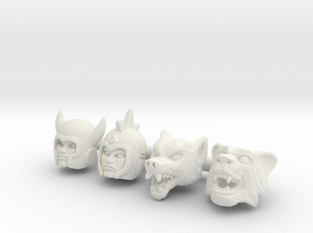 Galaxy Warrior Heads 4-Pack #2 - Multisize in White Natural Versatile Plastic: Extra Small