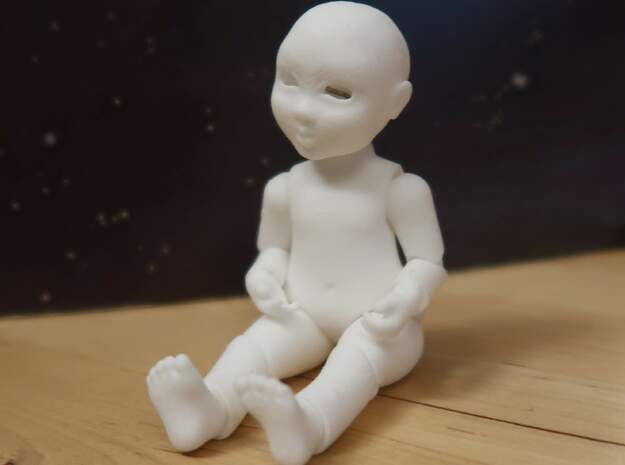 "Dion" 10cm full ball jointed doll with eyes in White Processed Versatile Plastic
