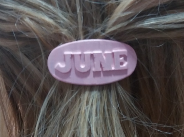 JUNE Personalized Oval Hair Barrete 40-50 in White Natural Versatile Plastic