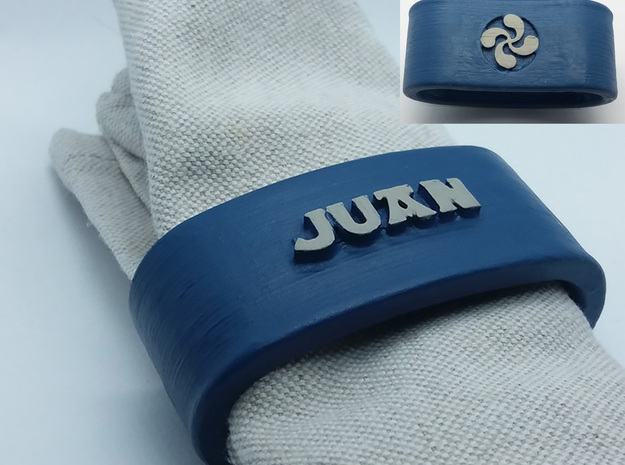 JUAN napkin ring with lauburu in White Natural Versatile Plastic
