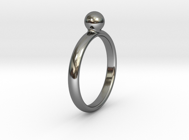 ring pearl all sizes in Fine Detail Polished Silver: 7 / 54