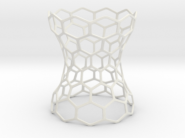 Hex Grid Vase in White Natural Versatile Plastic: Extra Small