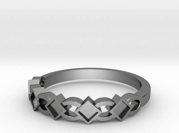 Square and Oval Band in Polished Silver