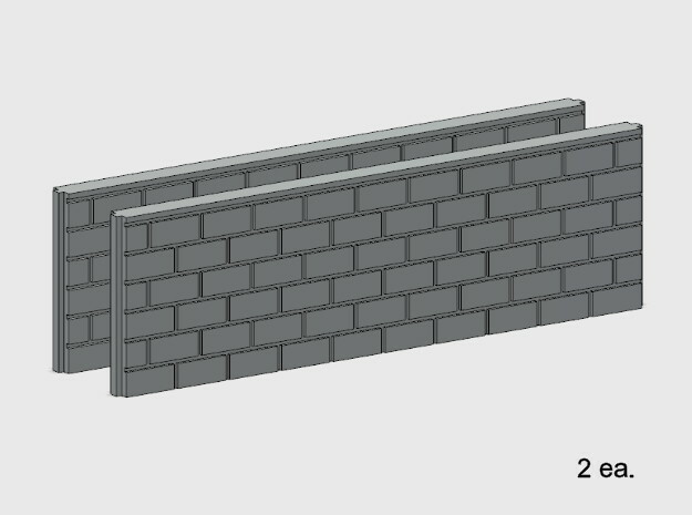5' Block Wall - 2-Long Jointed Wall Splices in White Natural Versatile Plastic: 1:87 - HO