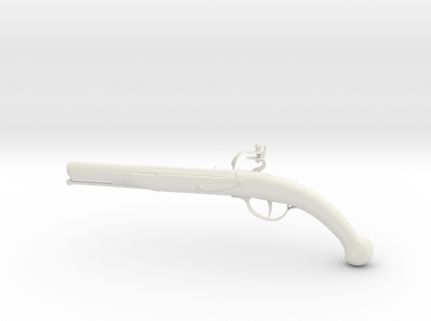 1:6 Miniature Flintlock Pistol in White Natural Versatile Plastic
