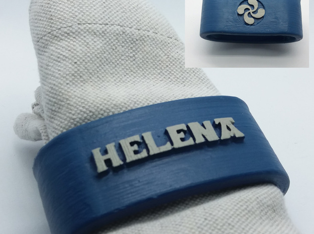 HELENA Napkin Ring with lauburu in White Natural Versatile Plastic