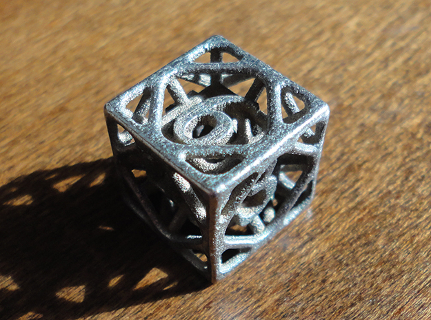 Cage d6 in Polished Bronzed Silver Steel