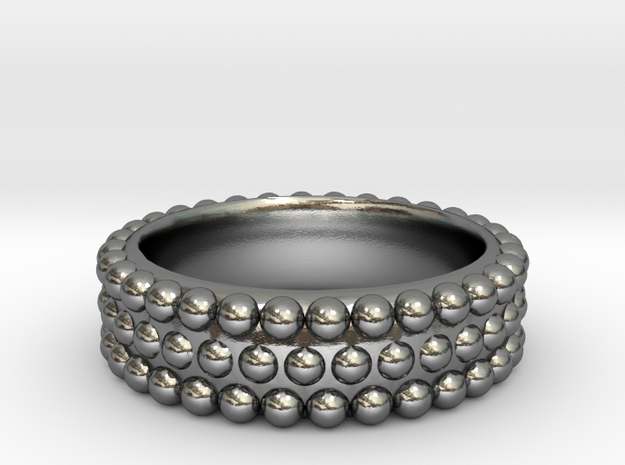 Hobnail Silver Ring Size 14 in Polished Silver