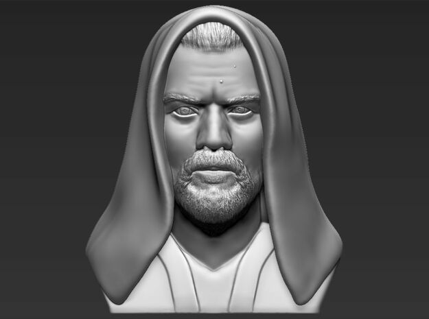 Obi Wan Kenobi bust from Star Wars in White Natural Versatile Plastic