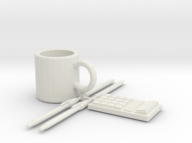 Coffee Mug, and Office Supplies in White Natural Versatile Plastic