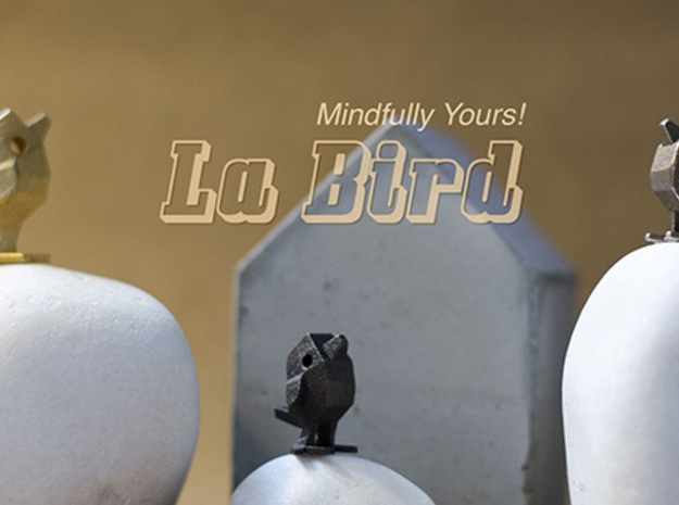LaBird 22MM - Desktop Stacking Toy and Jewelry Des in Polished Bronzed Silver Steel