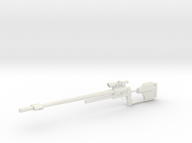1:12 Miniature RAI Model 500 Sniper Rifle in White Natural Versatile Plastic: 1:12