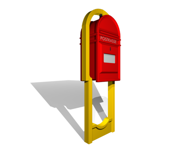 x4 Post og Telegrafvæsenet - Postkasse på stativ 1 in Smooth Fine Detail Plastic
