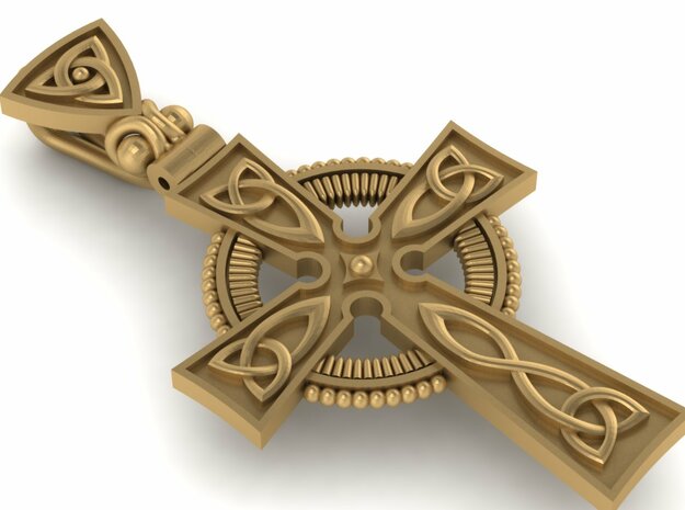 Irish Cross in Polished Bronzed Silver Steel