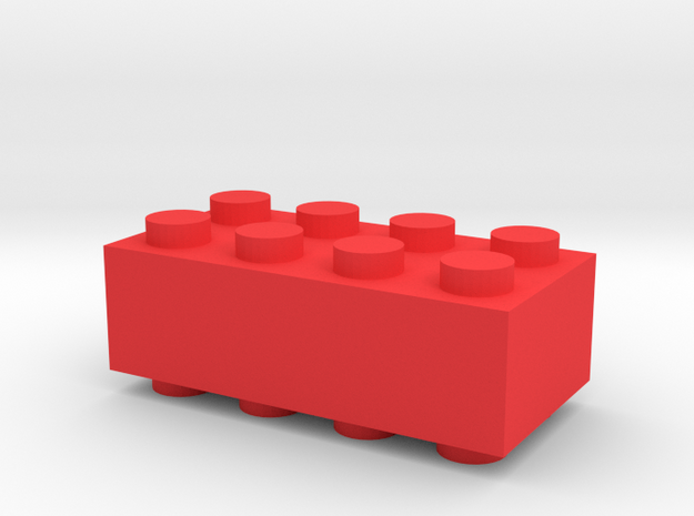 Custom LEGO-inspired brick 4x2 in Red Processed Versatile Plastic