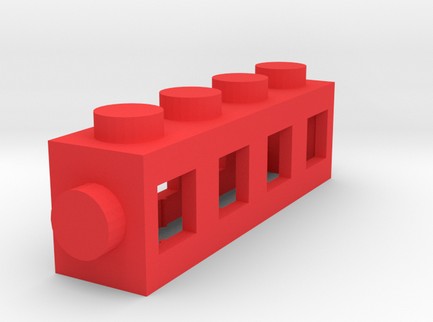 Custom LEGO-inspired brick 4x1 in Red Processed Versatile Plastic