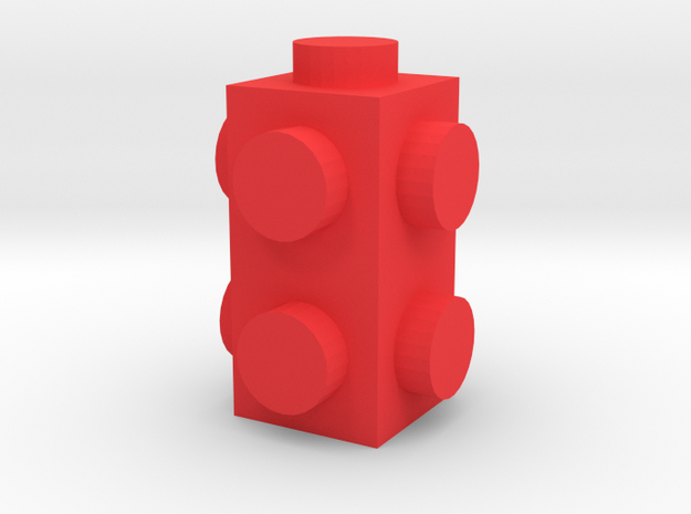 Custom LEGO-inspired brick 1x1x2 in Red Processed Versatile Plastic