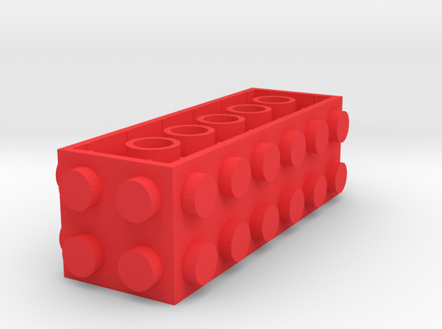 Custom LEGO-inspired brick 6x2x2 in Red Processed Versatile Plastic