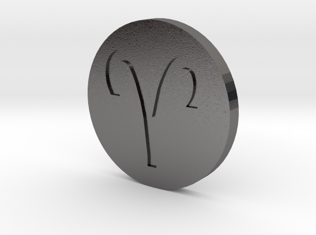 Aries Coin in Polished Nickel Steel