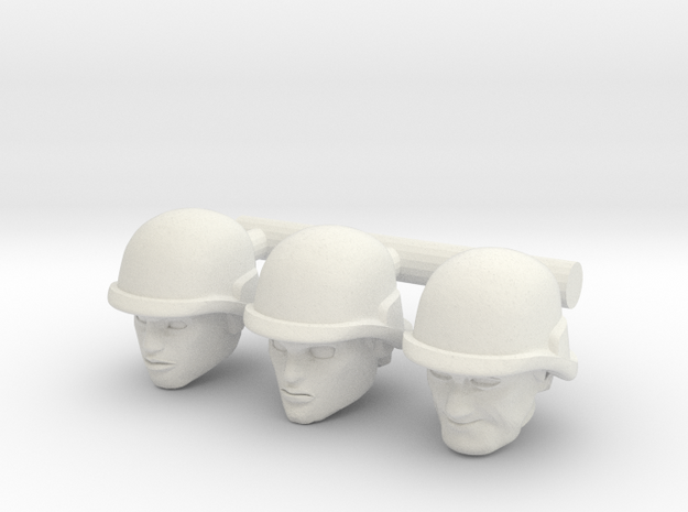 Soldier Heads - Multiple Scales in White Natural Versatile Plastic: Extra Small