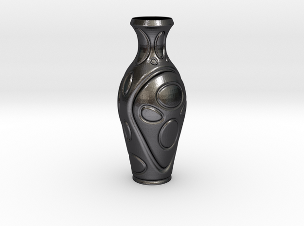 Vase-16 in Polished and Bronzed Black Steel