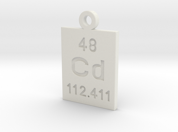 Cd Periodic Pendant in White Natural Versatile Plastic
