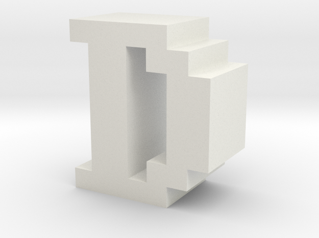 "D" inch size NES style pixel art font block in White Natural Versatile Plastic