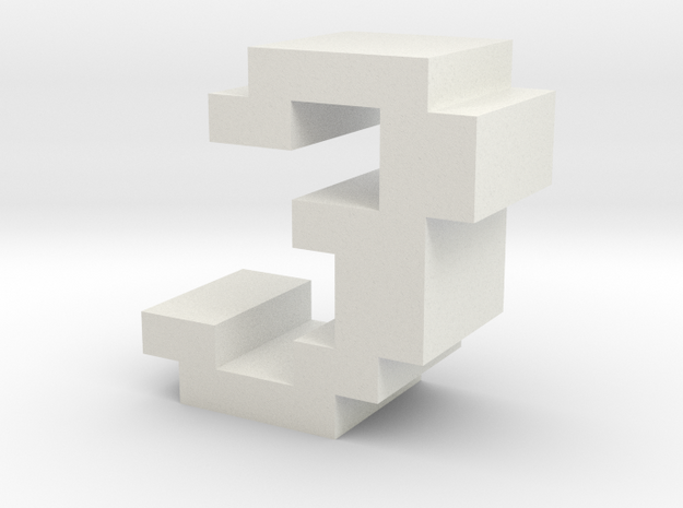 "3" inch size NES style pixel art font block in White Natural Versatile Plastic