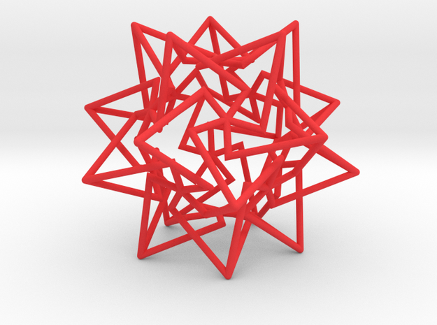 Star Dodecahedron in Red Processed Versatile Plastic