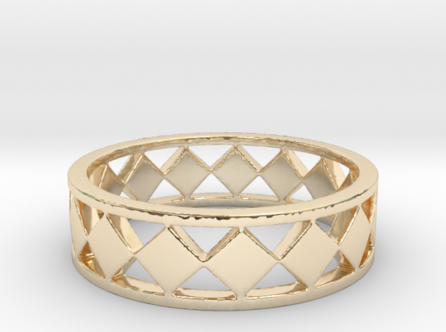 Diamond Shaped Bars Ring Band in 14K Yellow Gold: 8 / 56.75