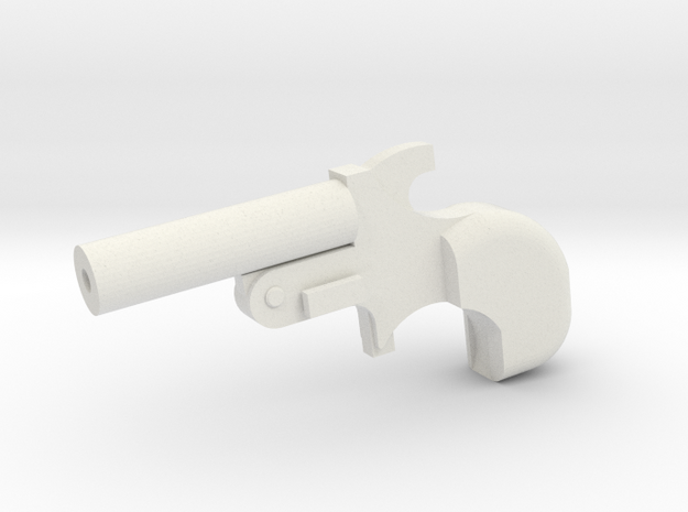 Miniature Derringer Handgun - 10cm in White Natural Versatile Plastic