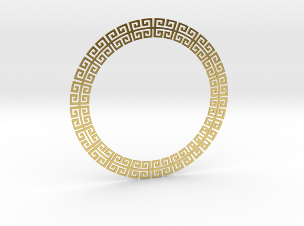 Circular Meander Pendant in Polished Brass