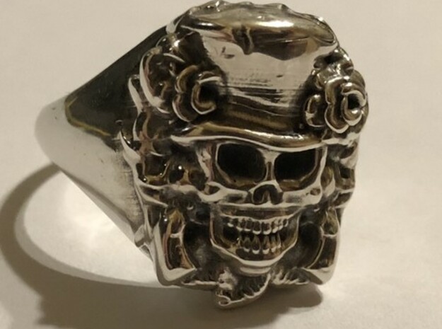 Skull Ring  in Polished Bronzed-Silver Steel: 7 / 54