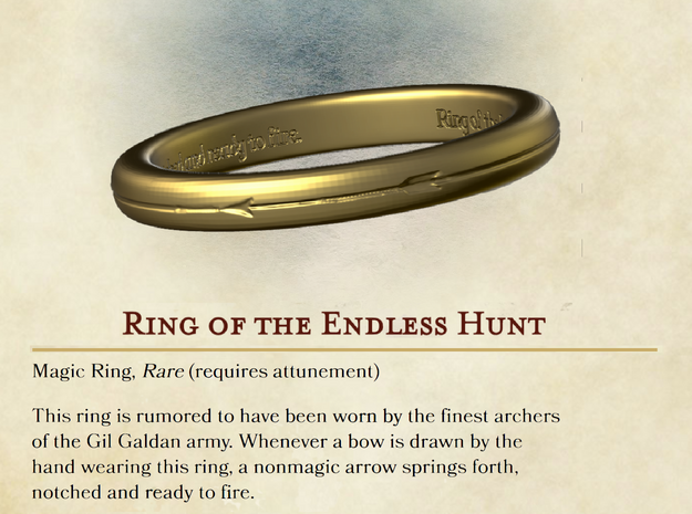 Ring of the Endless Hunt in 14k Gold Plated Brass: 6 / 51.5