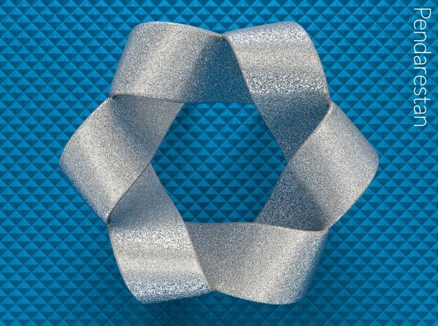 Folded Hexagram 2 in Polished Nickel Steel: Small