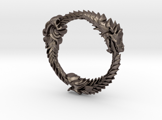 The Elder Scrolls Ring Pendant in Polished Bronzed-Silver Steel