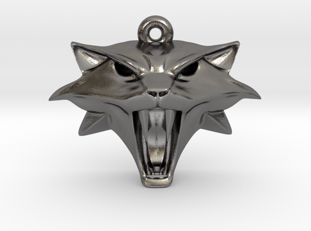 Witcher Cat School Pendant in Polished Nickel Steel