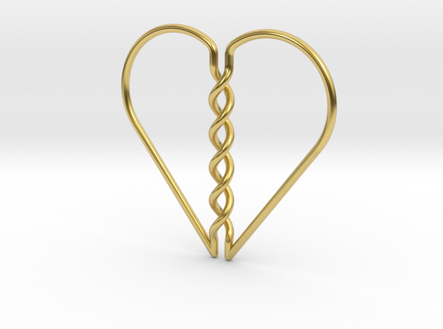 Tangled Heart Pendant (No Holes) in Polished Brass
