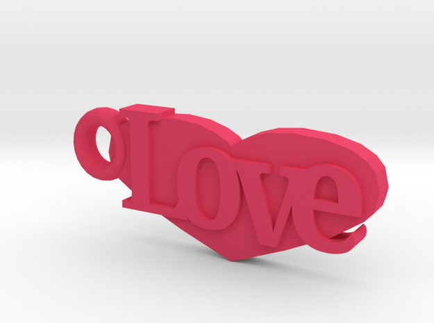 Love Keychain in Pink Processed Versatile Plastic