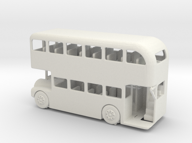 HO Scale Double Decker Bus in White Natural Versatile Plastic